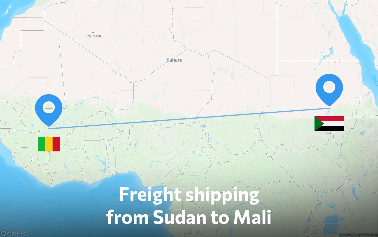Shipping route from Sudan to Mali