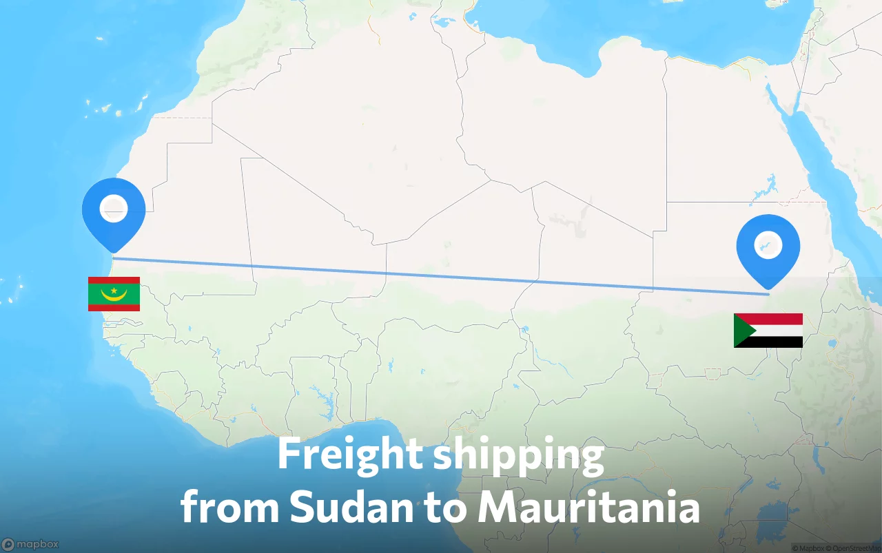 Shipping route from Sudan to Mauritania