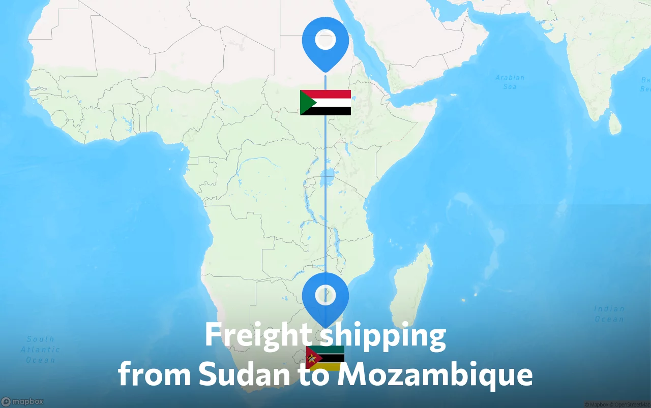 Shipping route from Sudan to Mozambique
