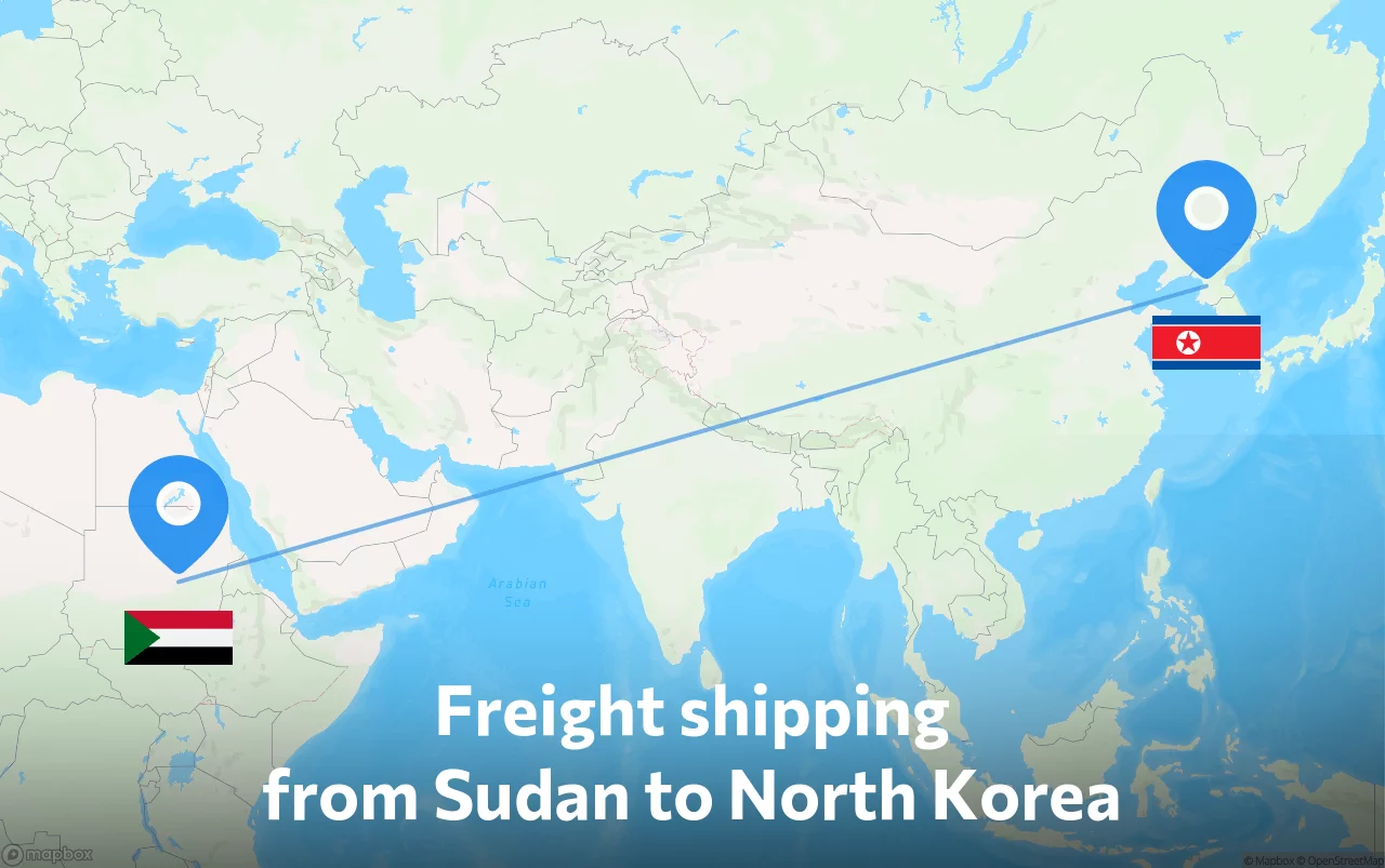 Shipping route from Sudan to North Korea