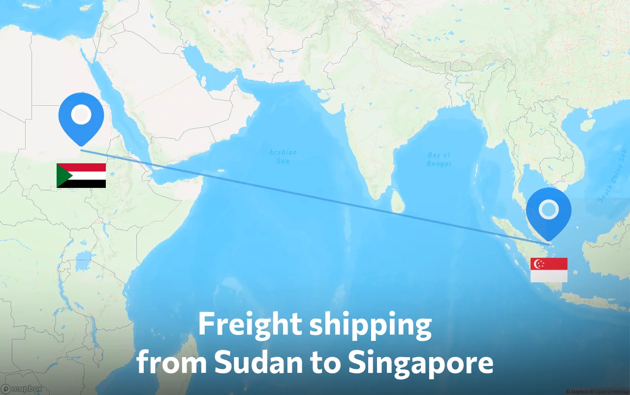 Shipping route from Sudan to Singapore