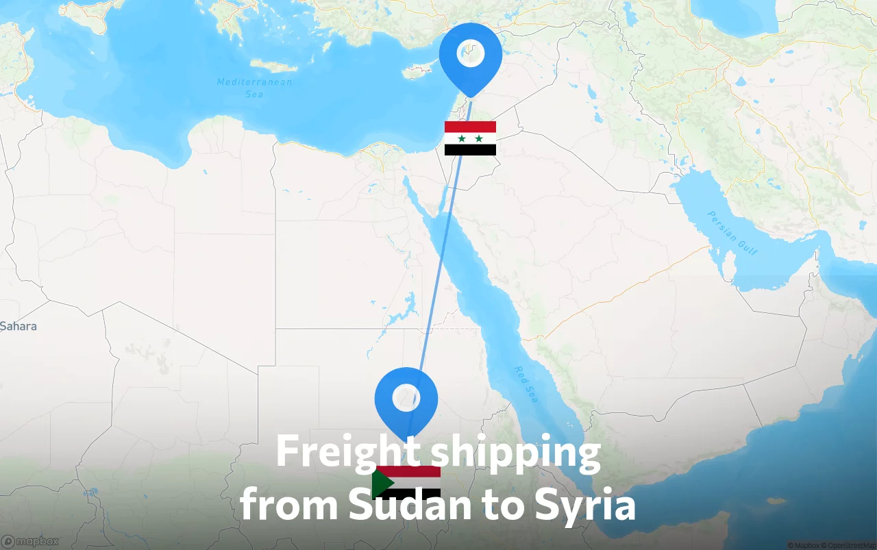 Shipping route from Sudan to Syria
