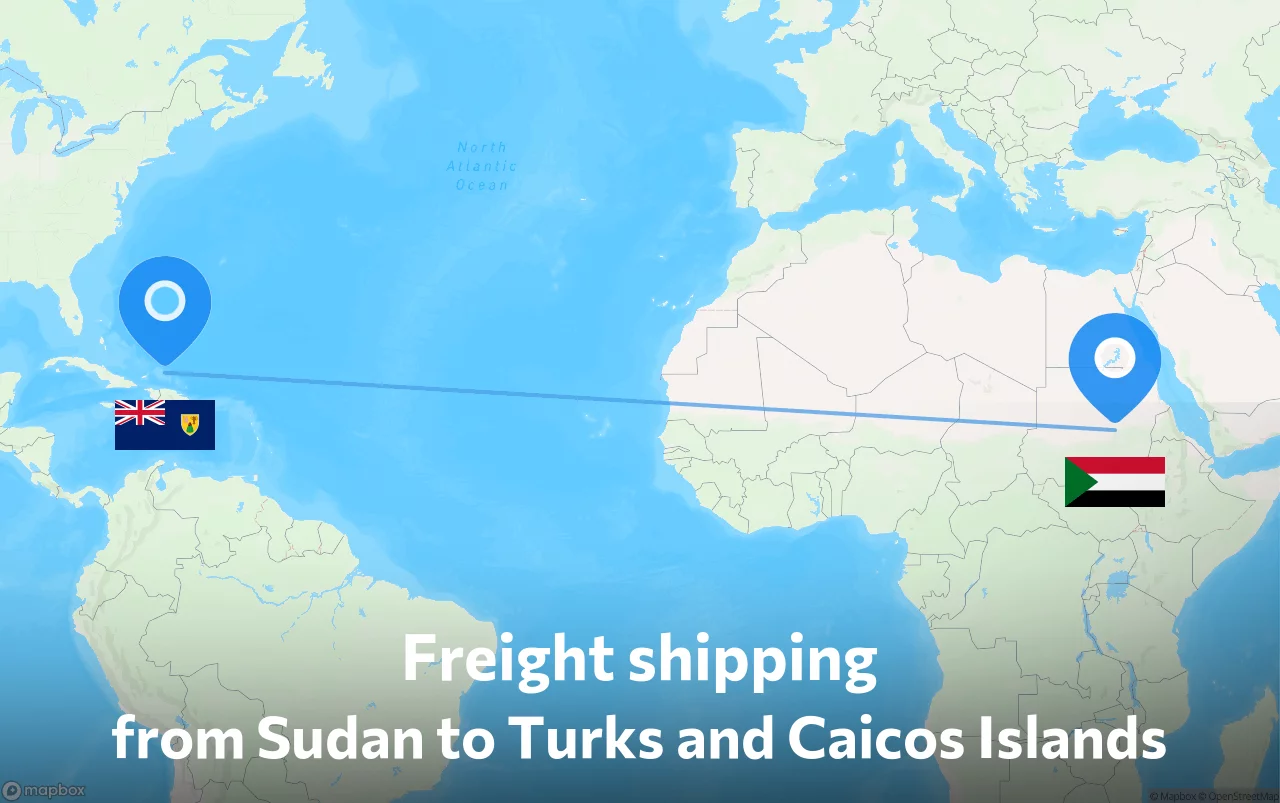 Shipping route from Sudan to Turks and Caicos Islands