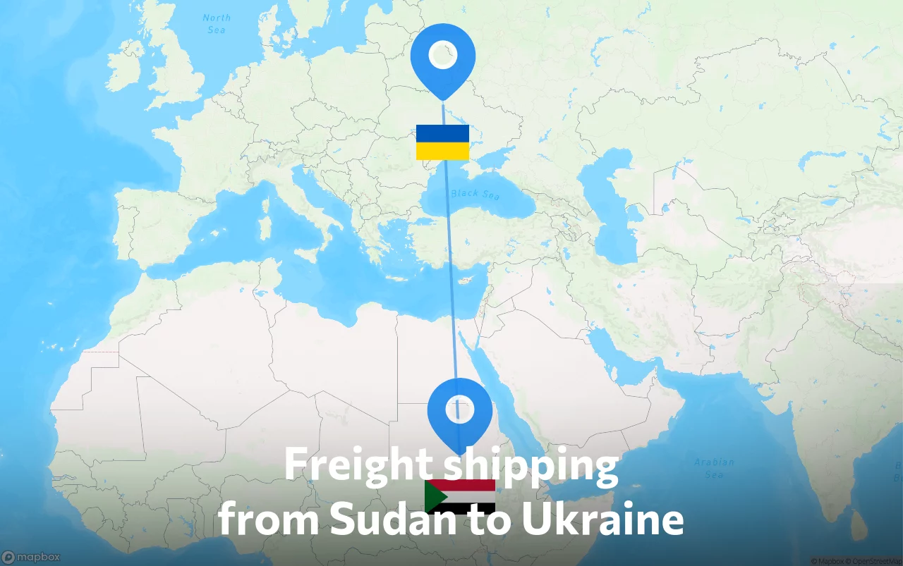 Shipping route from Sudan to Ukraine