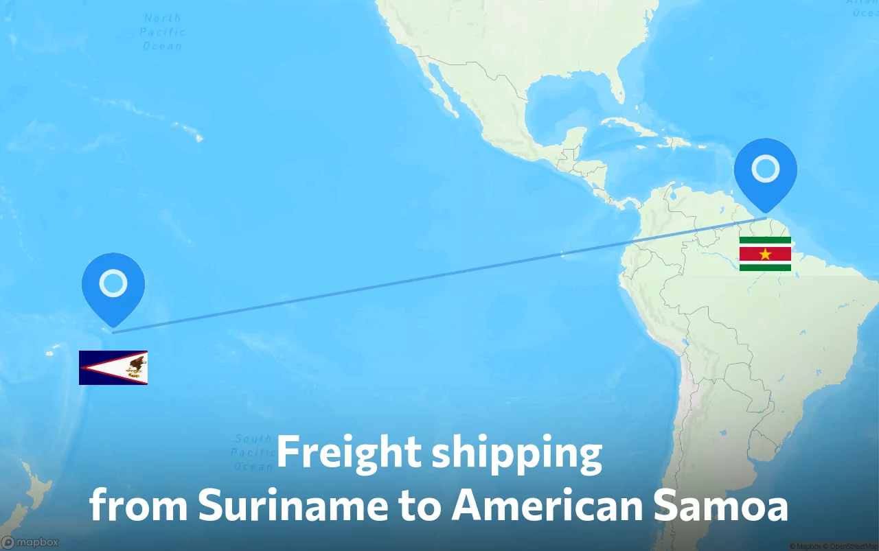 Shipping route from Suriname to American Samoa