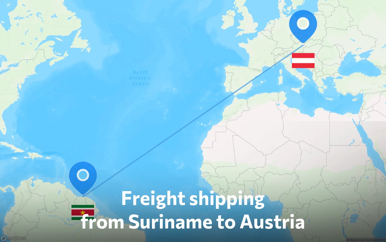 Shipping route from Suriname to Austria