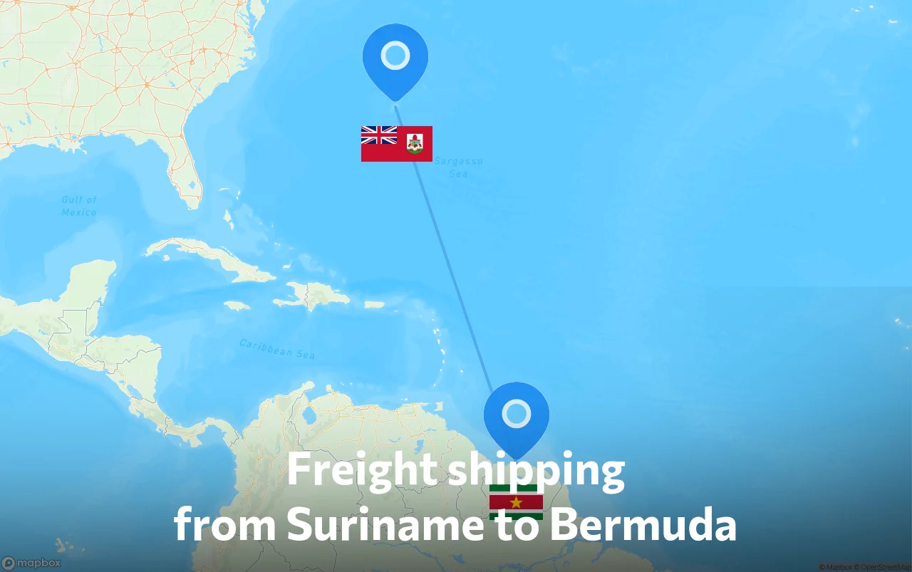 Shipping route from Suriname to Bermuda