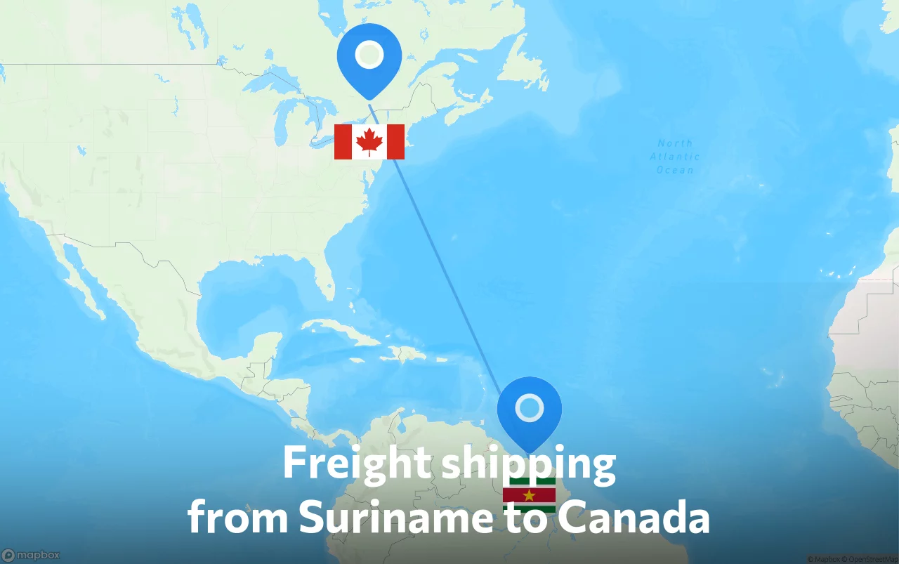 Shipping route from Suriname to Canada