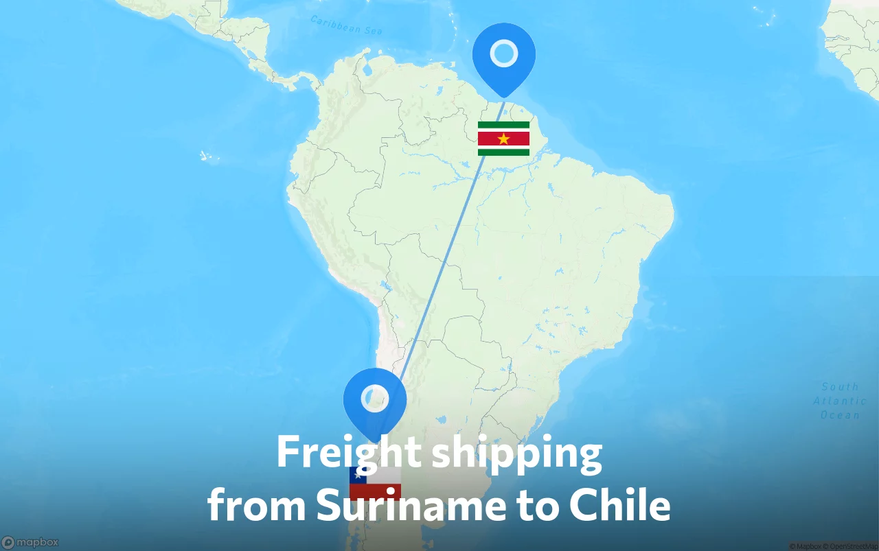 Shipping route from Suriname to Chile