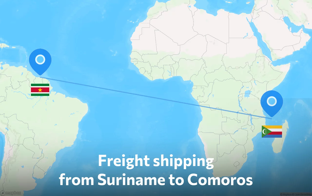 Shipping route from Suriname to Comoros