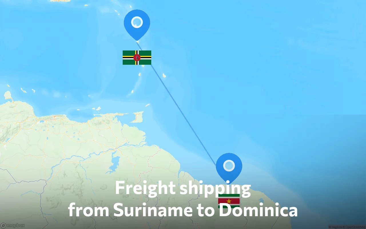 Shipping route from Suriname to Dominica