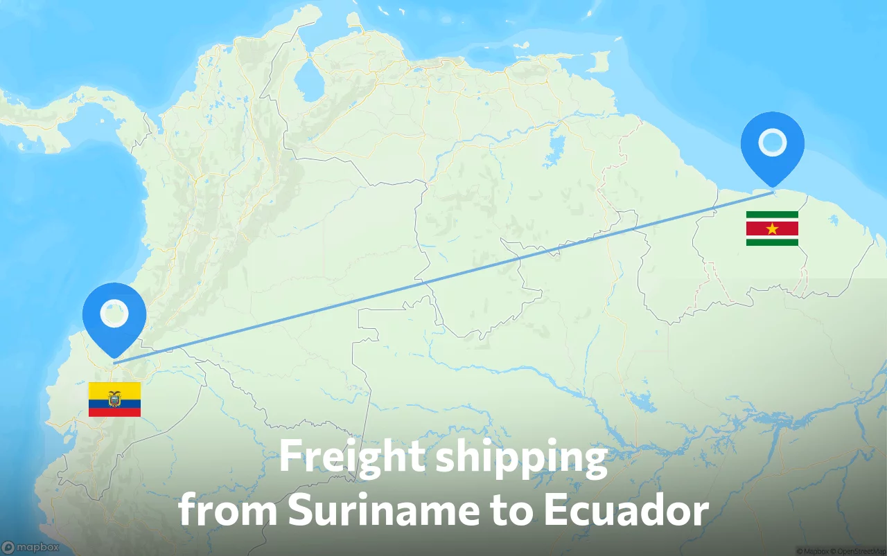Shipping route from Suriname to Ecuador