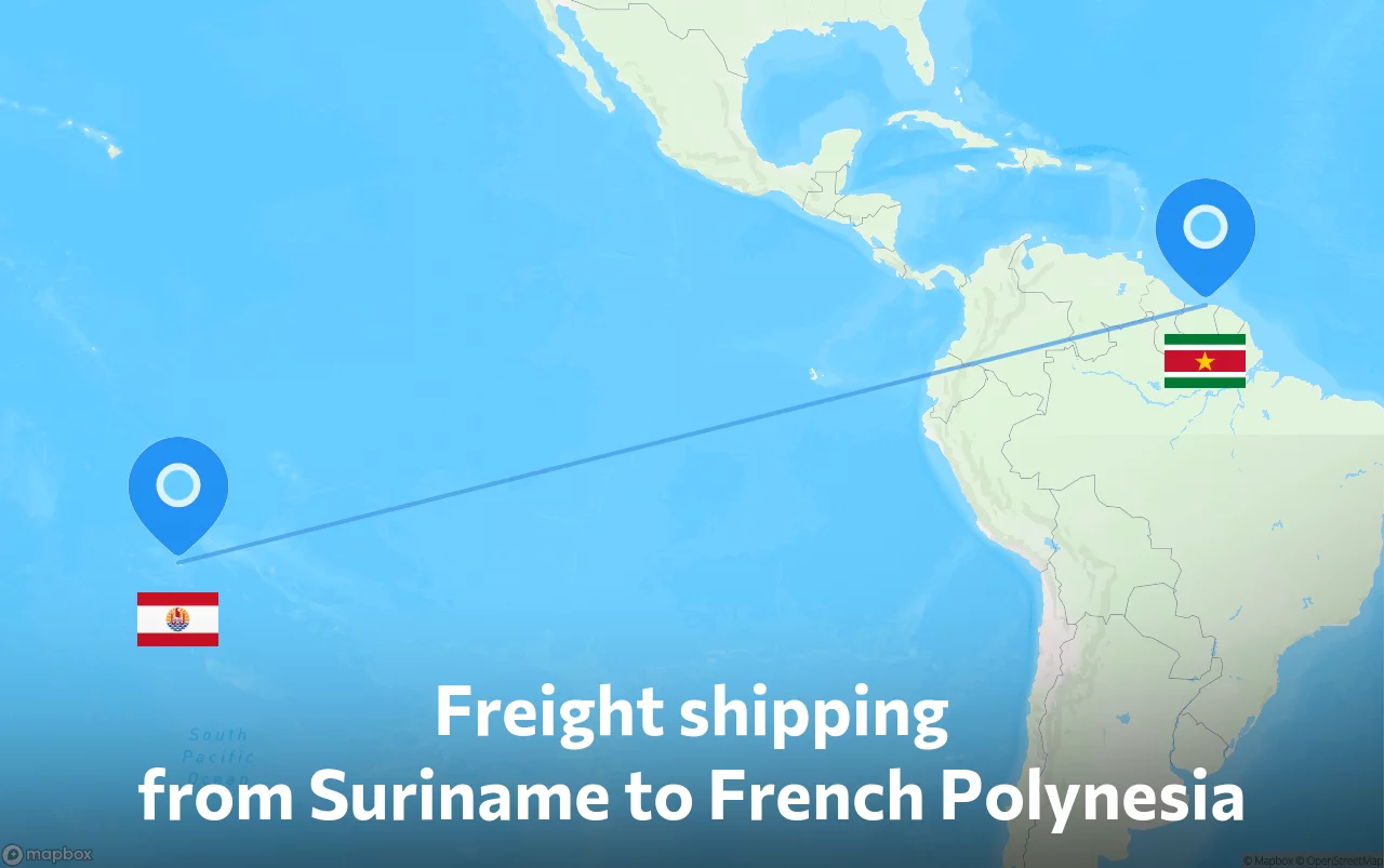 Shipping route from Suriname to French Polynesia