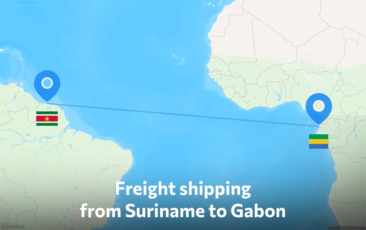 Shipping route from Suriname to Gabon
