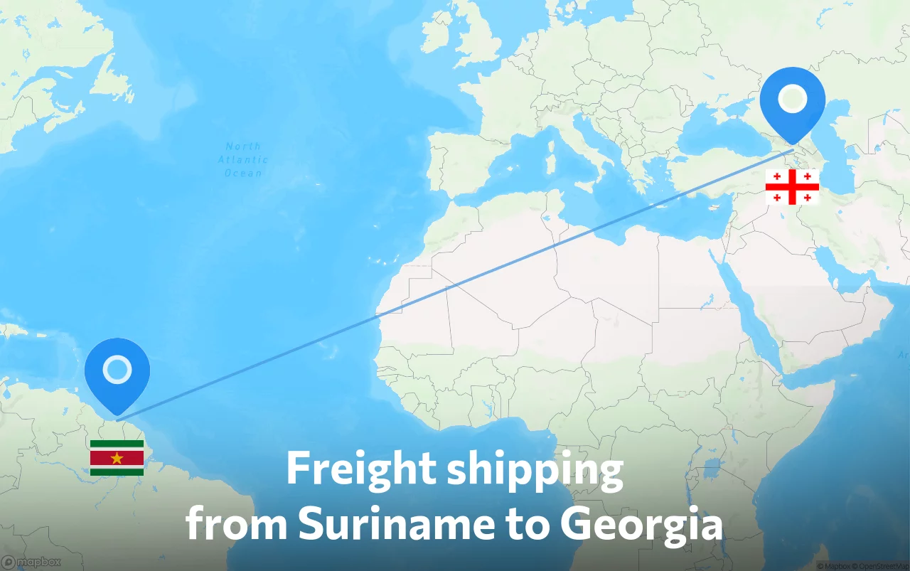 Shipping route from Suriname to Georgia
