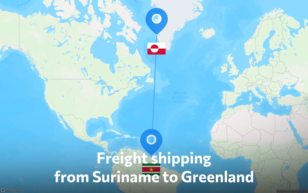 Shipping route from Suriname to Greenland