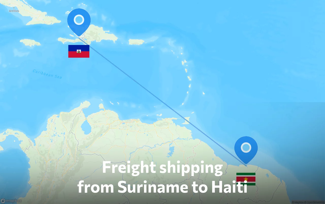 Shipping route from Suriname to Haiti