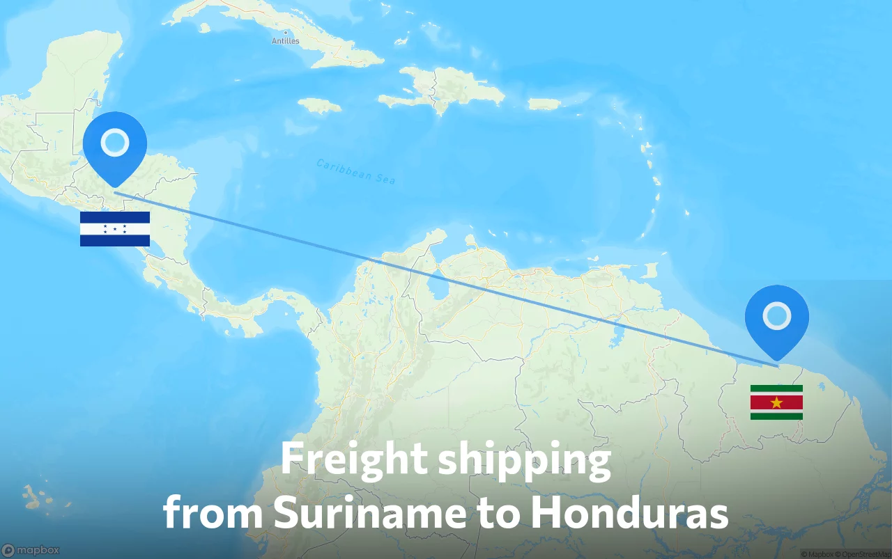 Shipping route from Suriname to Honduras