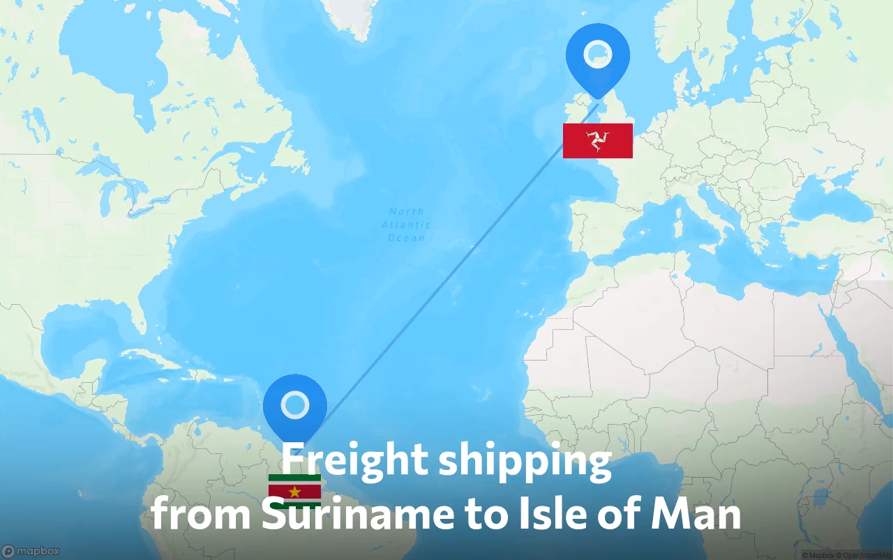 Shipping route from Suriname to Isle of Man