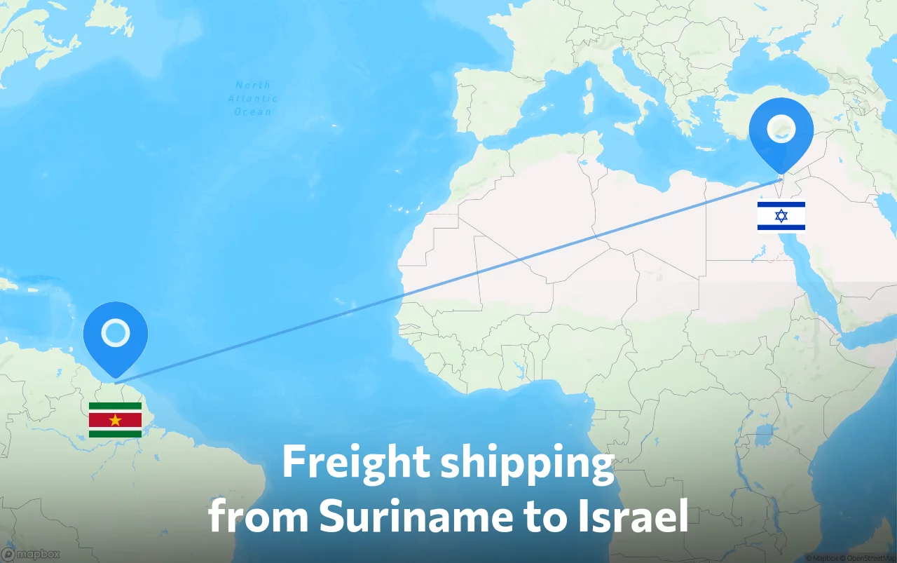 Shipping route from Suriname to Israel