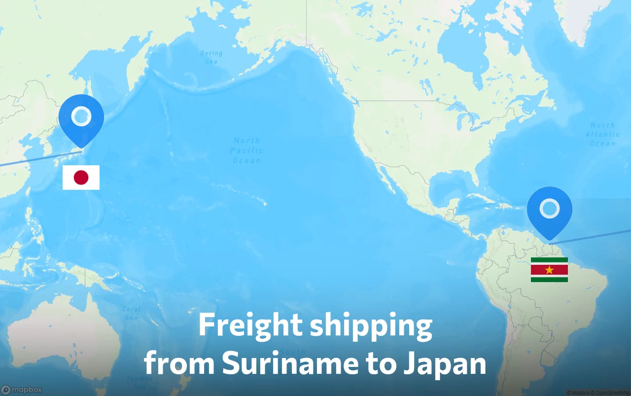 Shipping route from Suriname to Japan