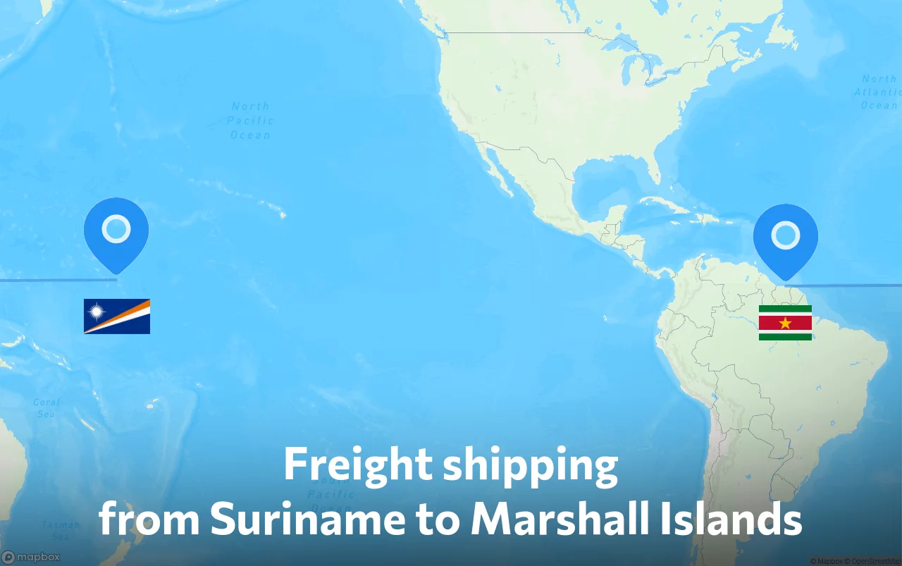 Shipping route from Suriname to Marshall Islands