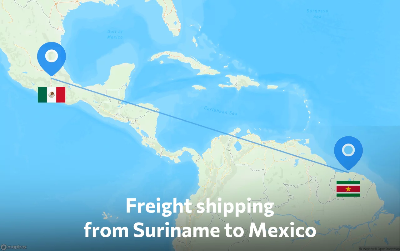 Shipping route from Suriname to Mexico