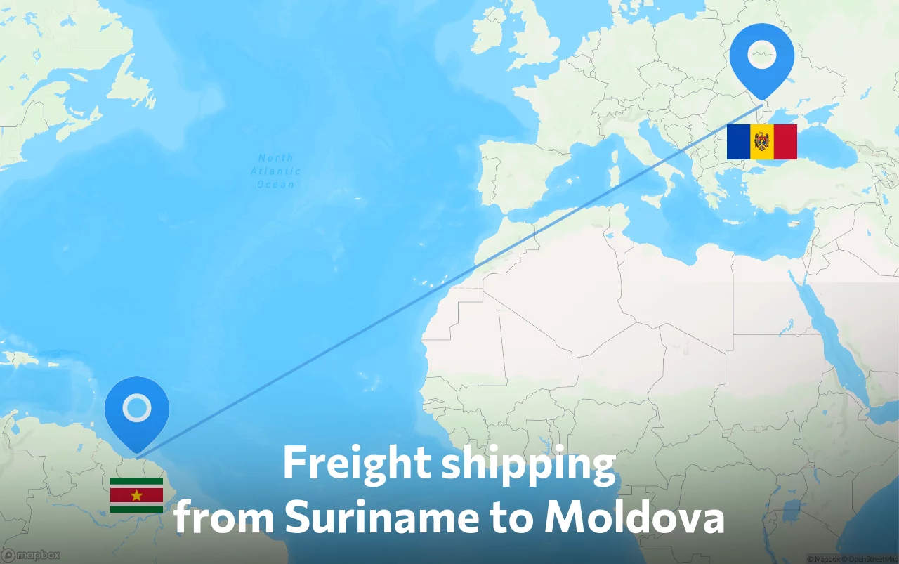 Shipping route from Suriname to Moldova