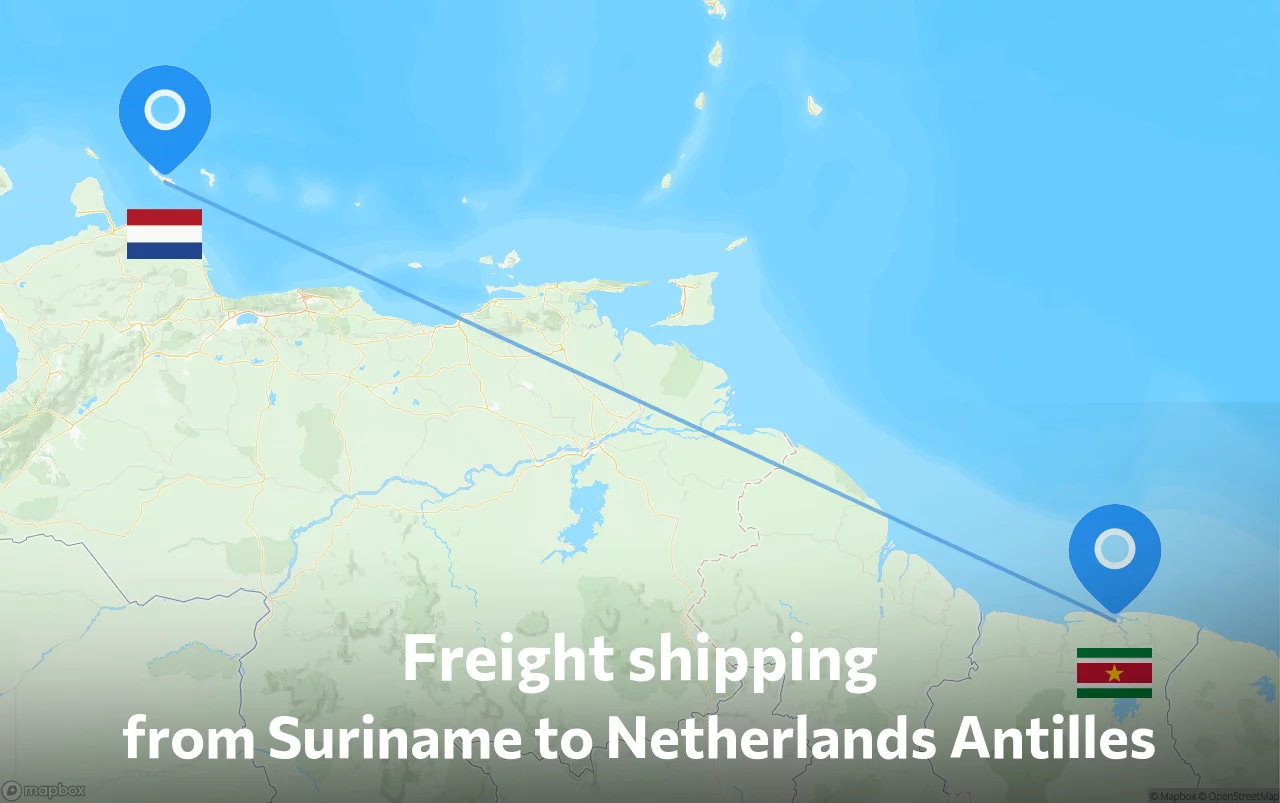 Shipping route from Suriname to Netherlands Antilles