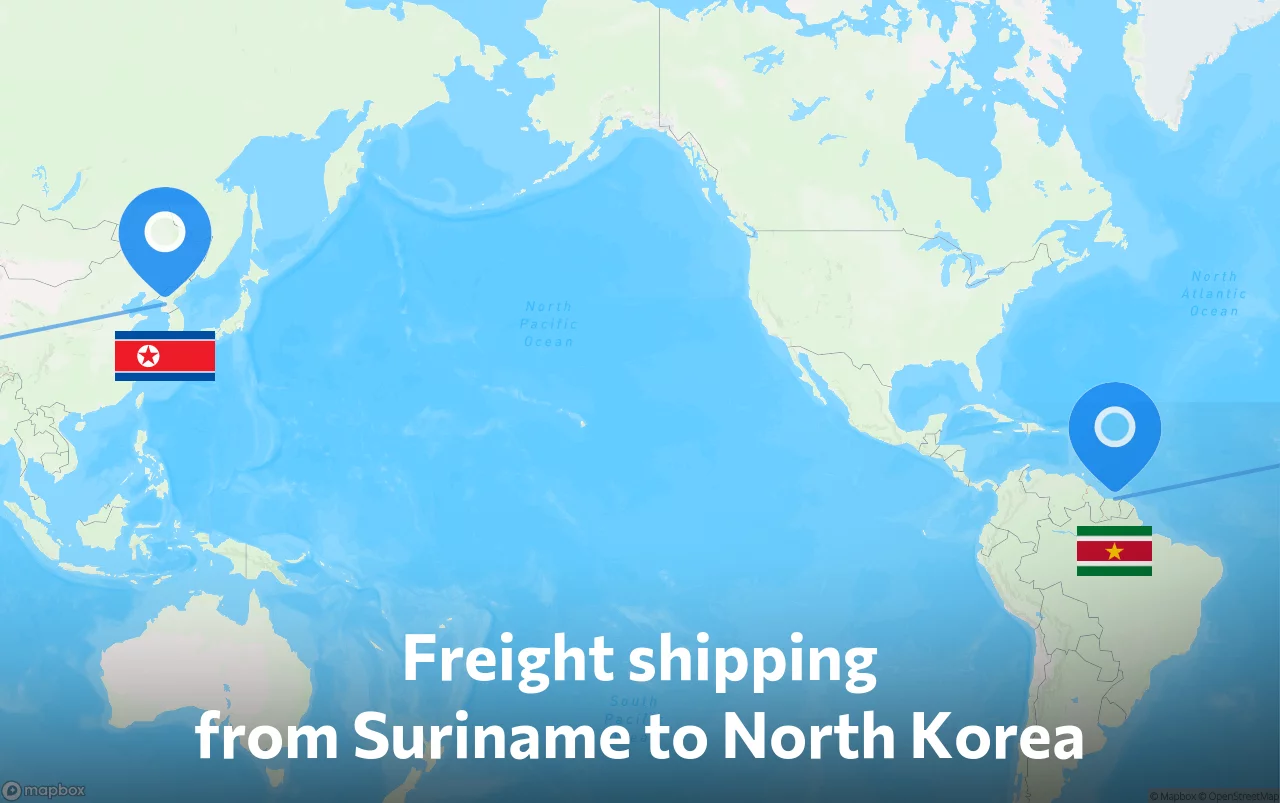 Shipping route from Suriname to North Korea