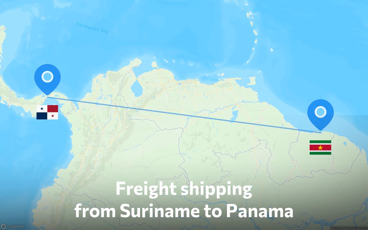 Shipping route from Suriname to Panama