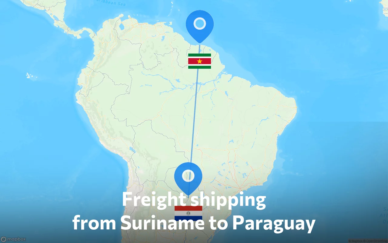 Shipping route from Suriname to Paraguay
