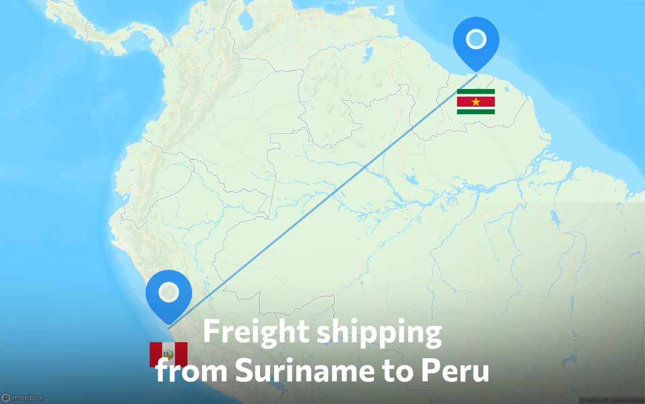 Shipping route from Suriname to Peru