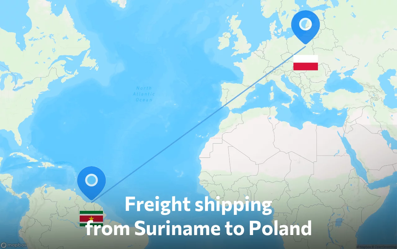 Shipping route from Suriname to Poland