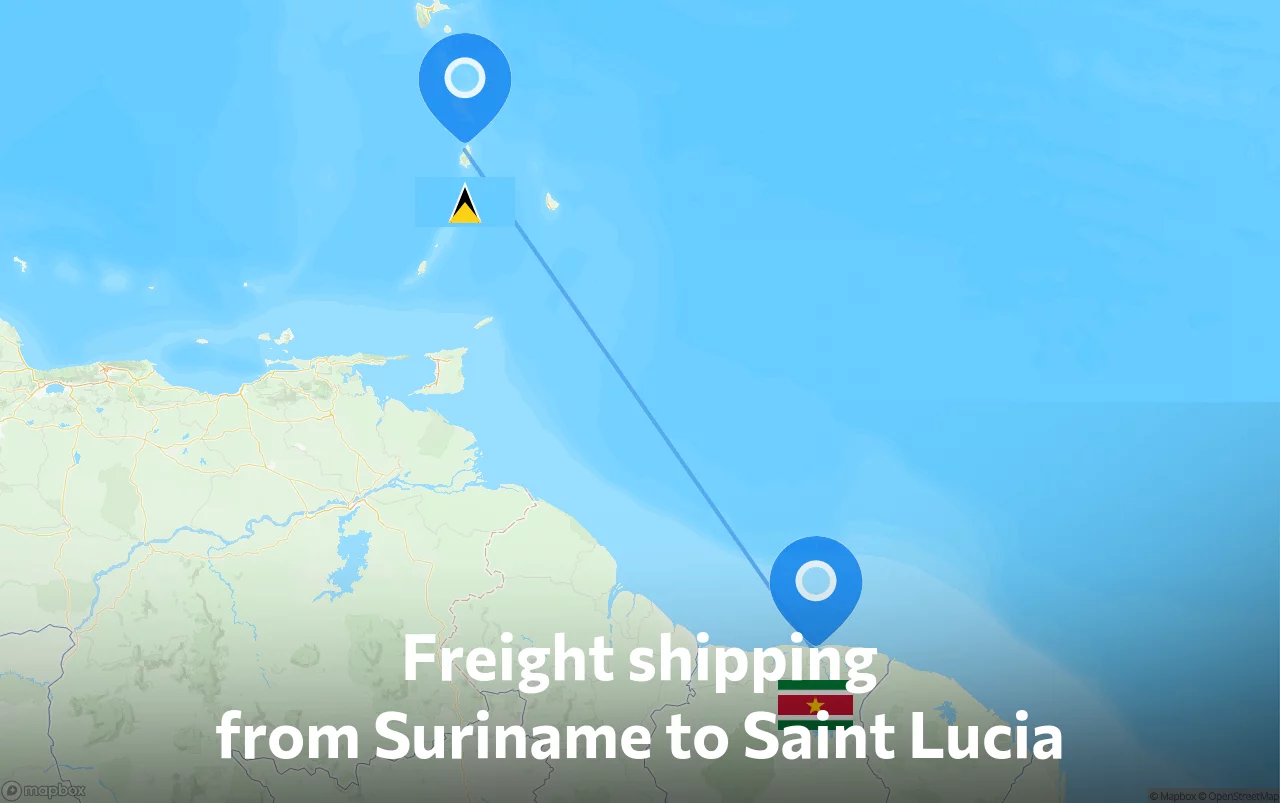 Shipping route from Suriname to Saint Lucia