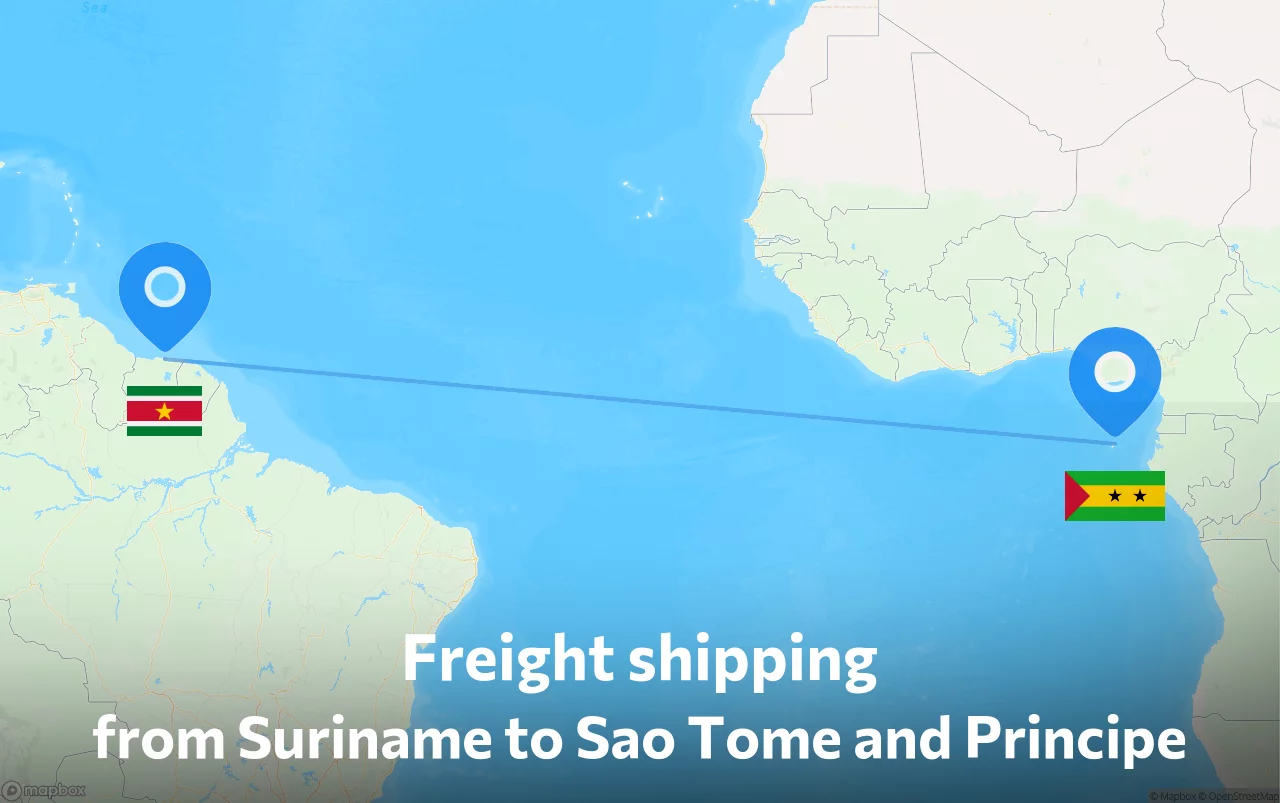 Shipping route from Suriname to Sao Tome and Principe