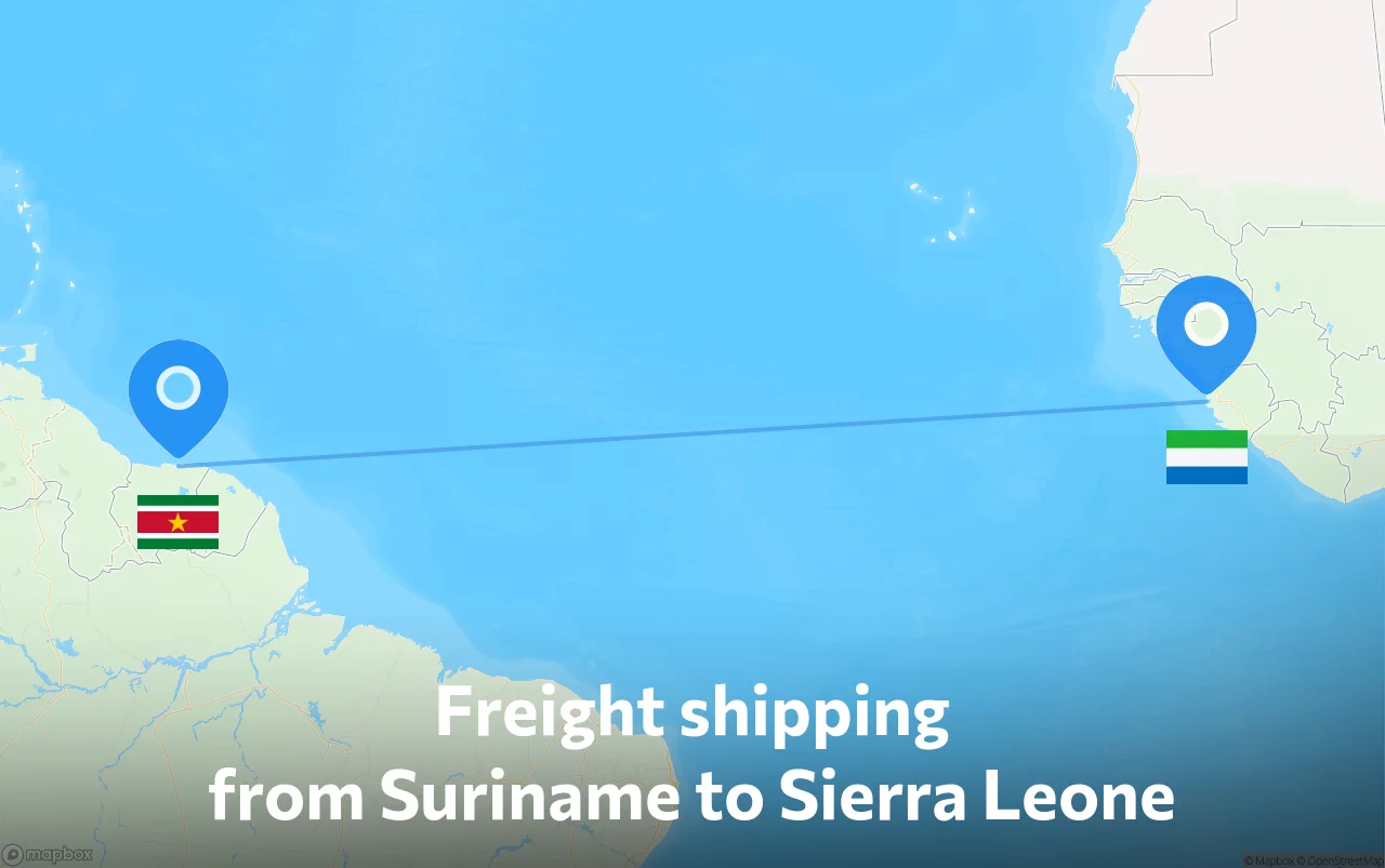 Shipping route from Suriname to Sierra Leone