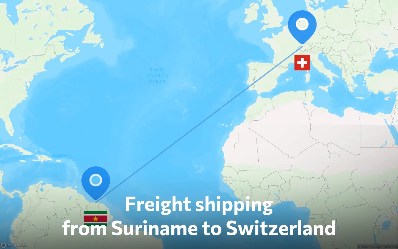 Shipping route from Suriname to Switzerland