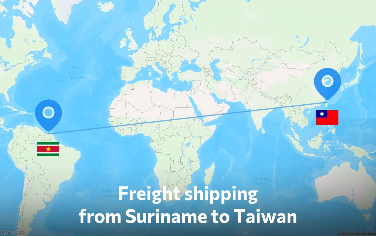 Shipping route from Suriname to Taiwan
