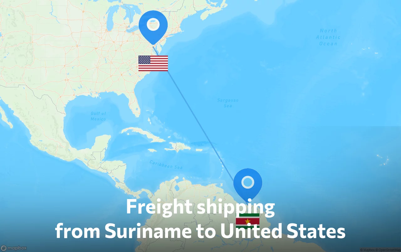 Shipping route from Suriname to United States