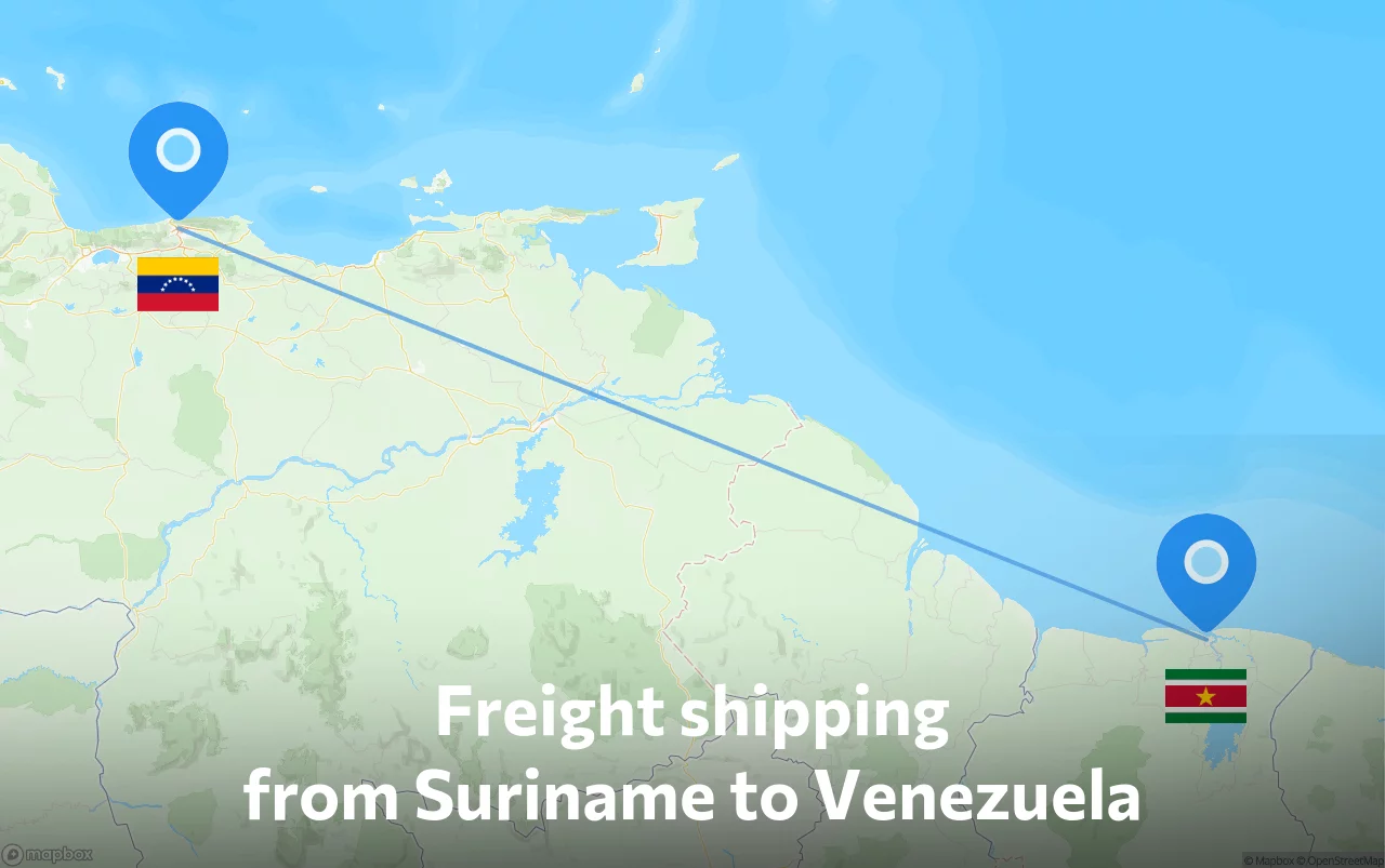 Shipping route from Suriname to Venezuela