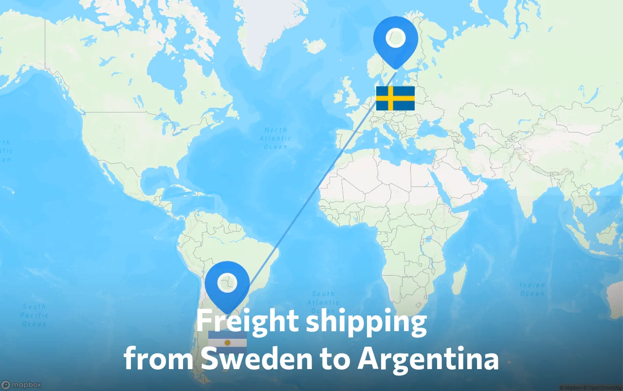 Shipping route from Sweden to Argentina