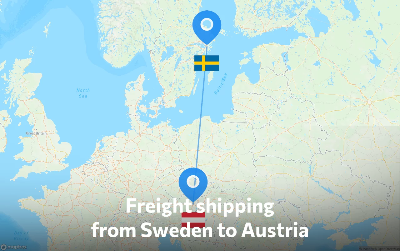 Shipping route from Sweden to Austria