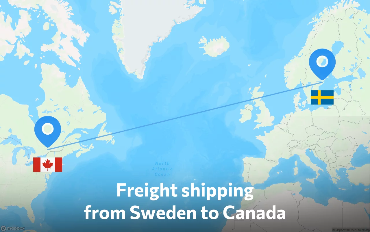 Shipping route from Sweden to Canada