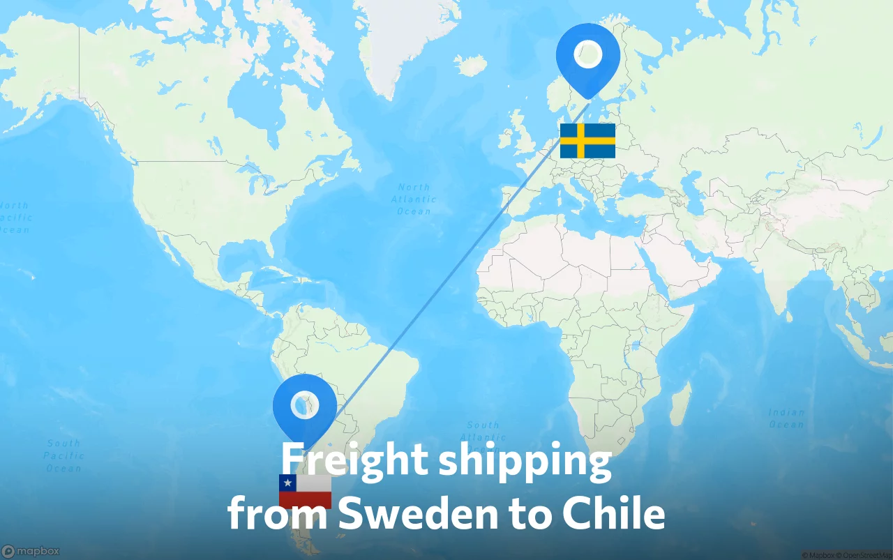 Shipping route from Sweden to Chile