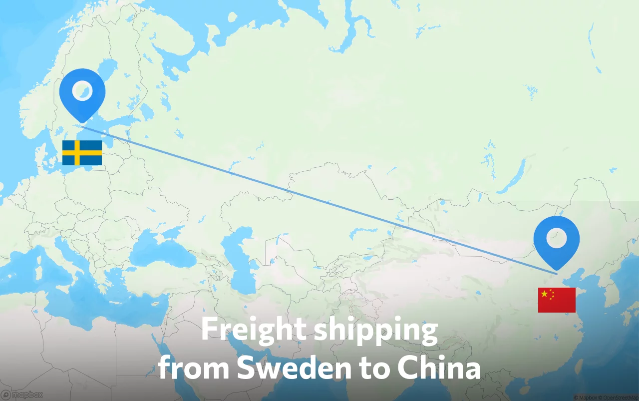 Shipping route from Sweden to China