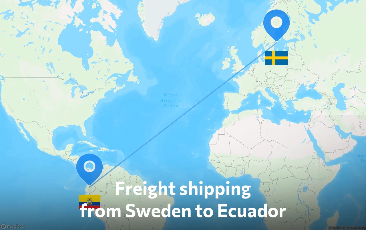 Shipping route from Sweden to Ecuador