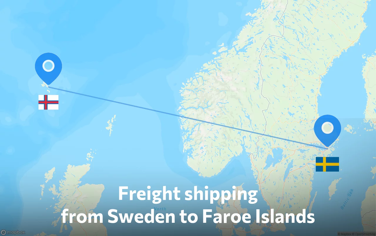 Shipping route from Sweden to Faroe Islands