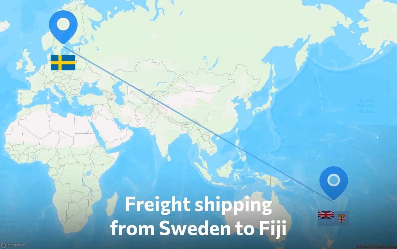 Shipping route from Sweden to Fiji