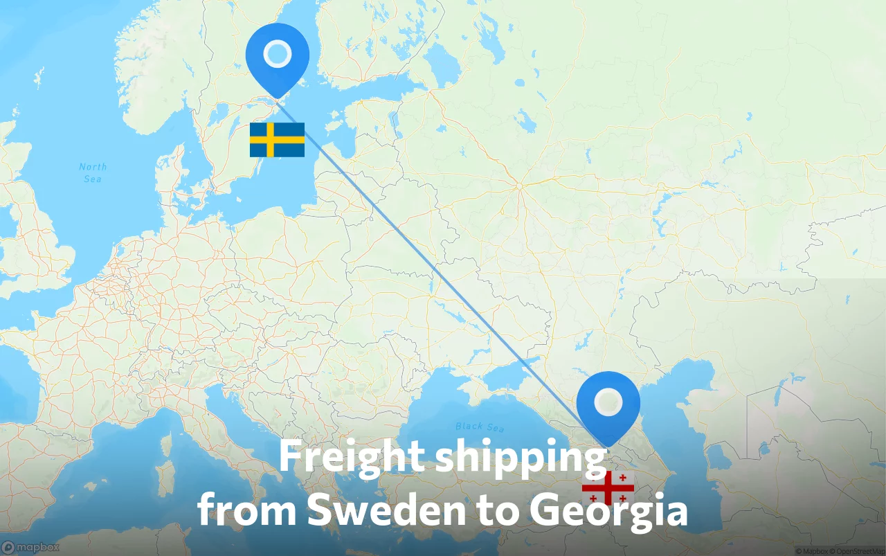Shipping route from Sweden to Georgia
